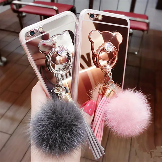 

2019 Fur Strap Case For Redmi Note 7 5 6 Pro S2 6 6A Mirror Luxury Capa For Xiaomi 9 8SE 8 Lite 6X 5X MAX3 MIX2S Morror Cover