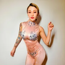 Сексуальные костюмы для джазовых танцев, женские Стразы, одежда для выступлений на шесте, Dj Ds, комбинезон, певица, ГОГО танцоры, Рейв, наряд DC3479