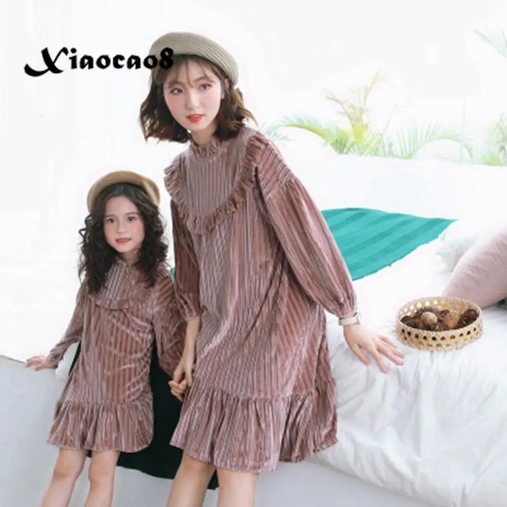 От 2 до 16 лет зимние платья для маленьких девочек; бархатное однотонное платье принцессы с оборками; детское платье с длинными рукавами; одежда для малышей