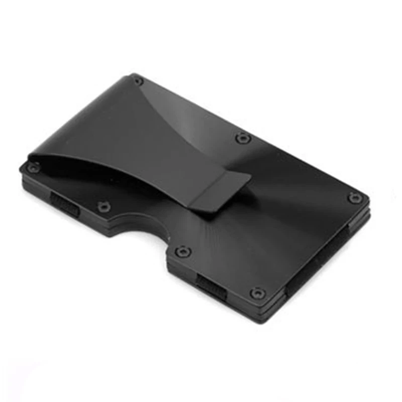 LILY QUEEN для мужчин женщин RFID кредитный держатель для карт бизнес сплошной Роскошный чехол для карт алюминиевый сплав металл - Цвет: Черный