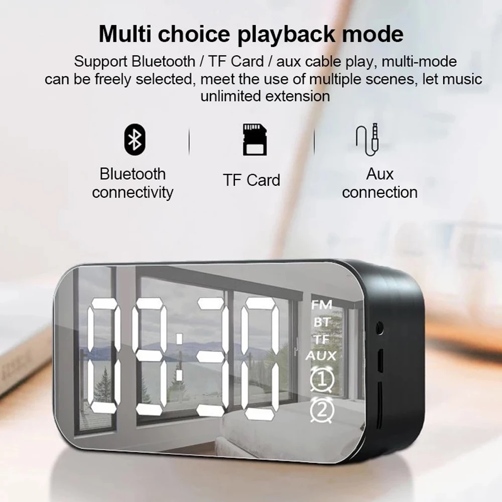Hi-Fi Bluetooth Динамик светодиодный зеркало Экран будильники сабвуфер часы мобильный