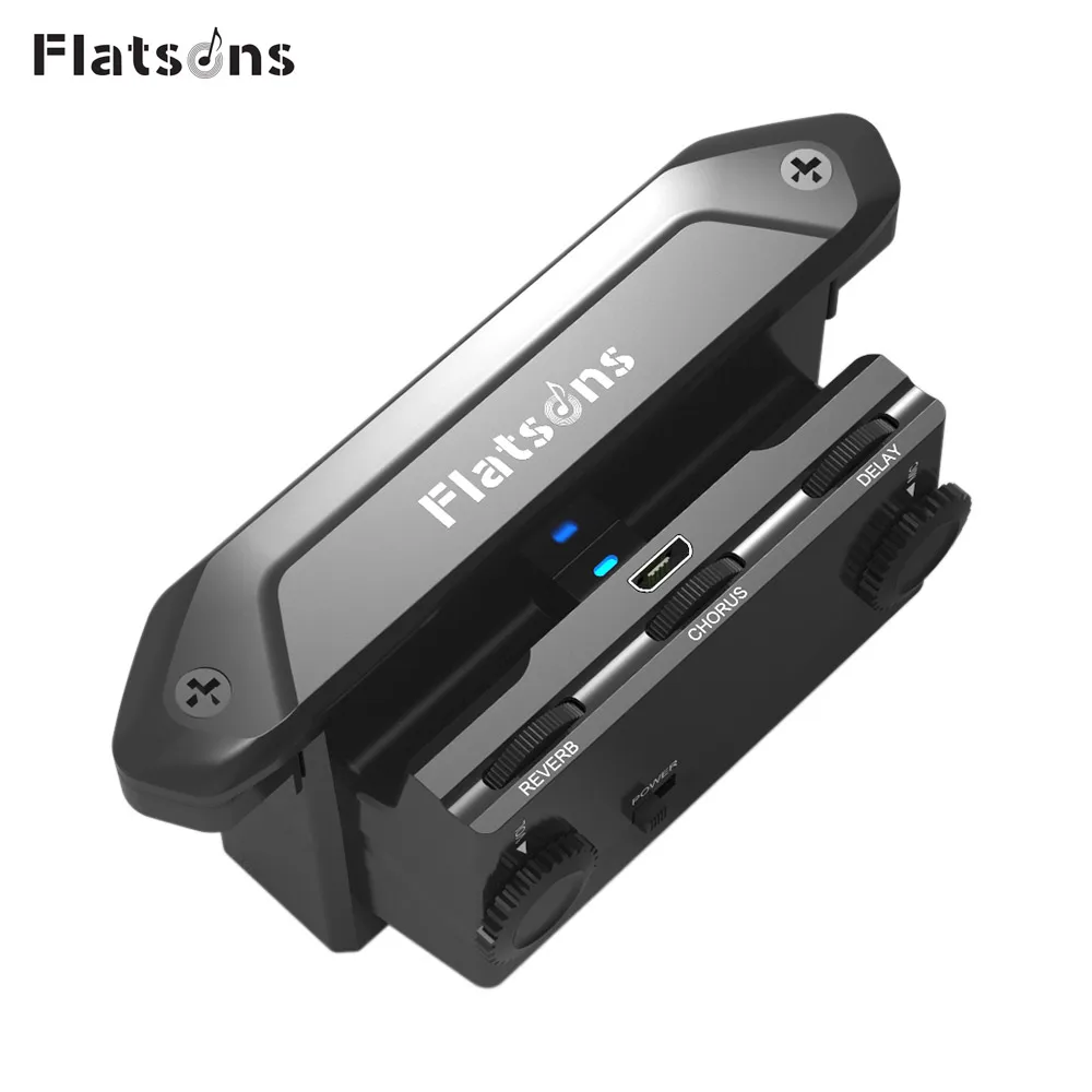 

Flatsons FR2 Multi-functional Acoustic Guitar Resonance Pickup Amplifier Pick Up with Volume Mic Delay Reverb Chorus Controls