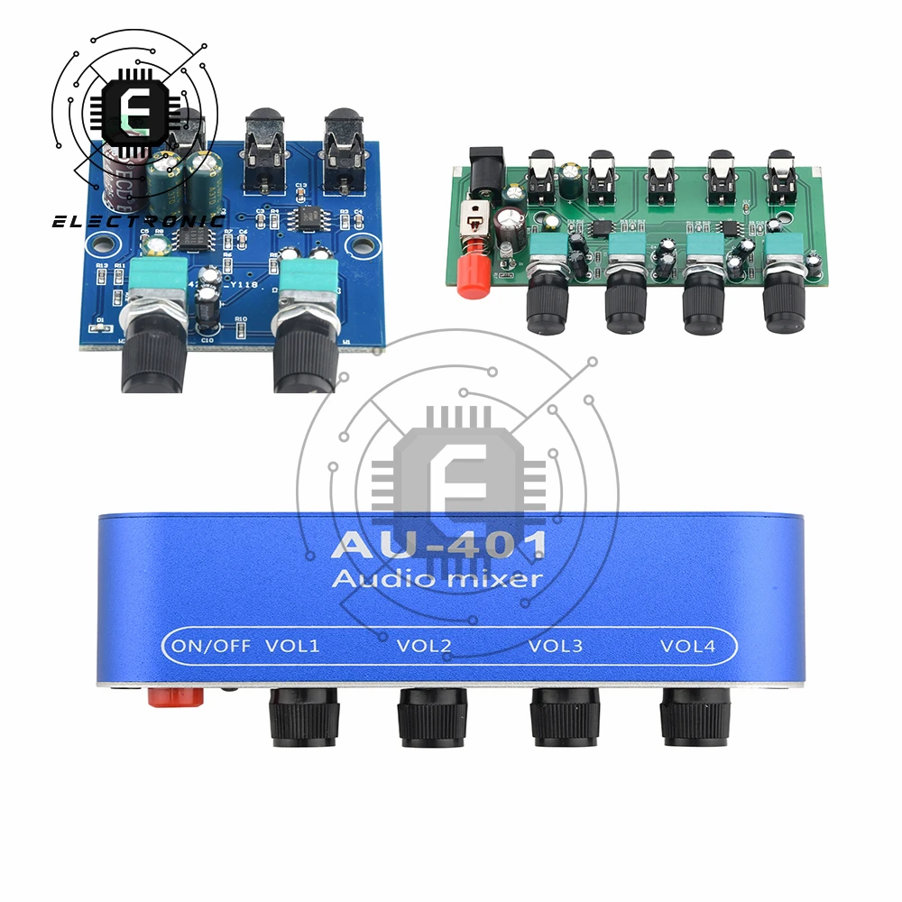 

DC5-12V Two Channels Four Channels Input One Channel Stereo Output Audio Signal Mixing Board