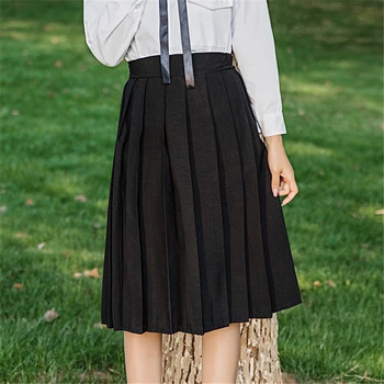 

Casual Solid Women Pleated Skirt Mid-calf Length Ladies Elasticated Waist Skirts Summer Sweet Cute High Waist Females Skirts