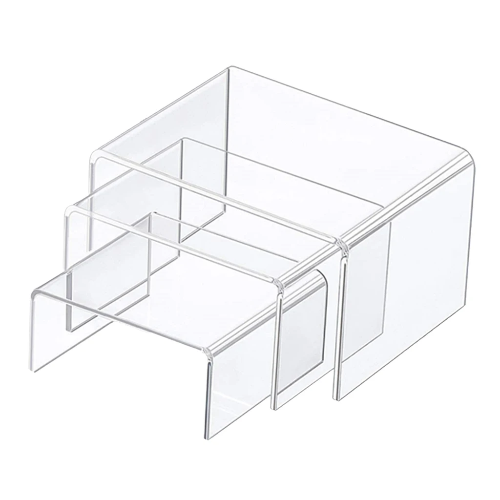 Acrylic Display Risers 1 Set of 3 Size Steps Acrylic Display Stand Anti-Corrosion Clear Showcase Display Shelf Acrylic Display Risers 1 Set of 3 Size Steps Acrylic Display Stand Anti-Corrosion Clear Showcase Display Shelf