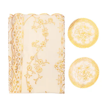 

1pc PVC Table Cloth Waterproof Oilproof Tablecloth No-wash Thicken Table Protective Cloth for Home Kitchen（Golden, 140x200cm)