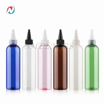 

FreeShip 12pack 250ml 8.5oz PET plastic hair oil pointed mouth screw twist beak top cap bottle