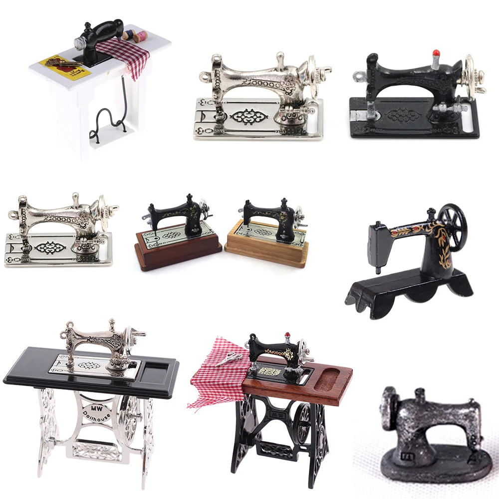 

1/12 Dollhouse Miniature Accessories Mini Sewing Machine Head Simulation Furniture Model Toys for Doll House Decoration