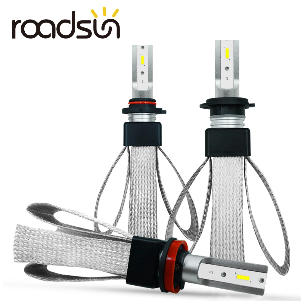 Roadsun H7 светодиодный H4 огни автомобиля H11 H1 H3 880 9005 9006 9007 9004 H13 фары лампы авто CSP чипы