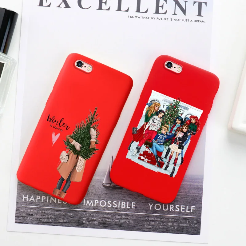 Модные тонкие рождественские красные чехлы для iPhone 11 Pro Max XR XS 5 5S SE 6S 7 8 Plus X 10 Ten