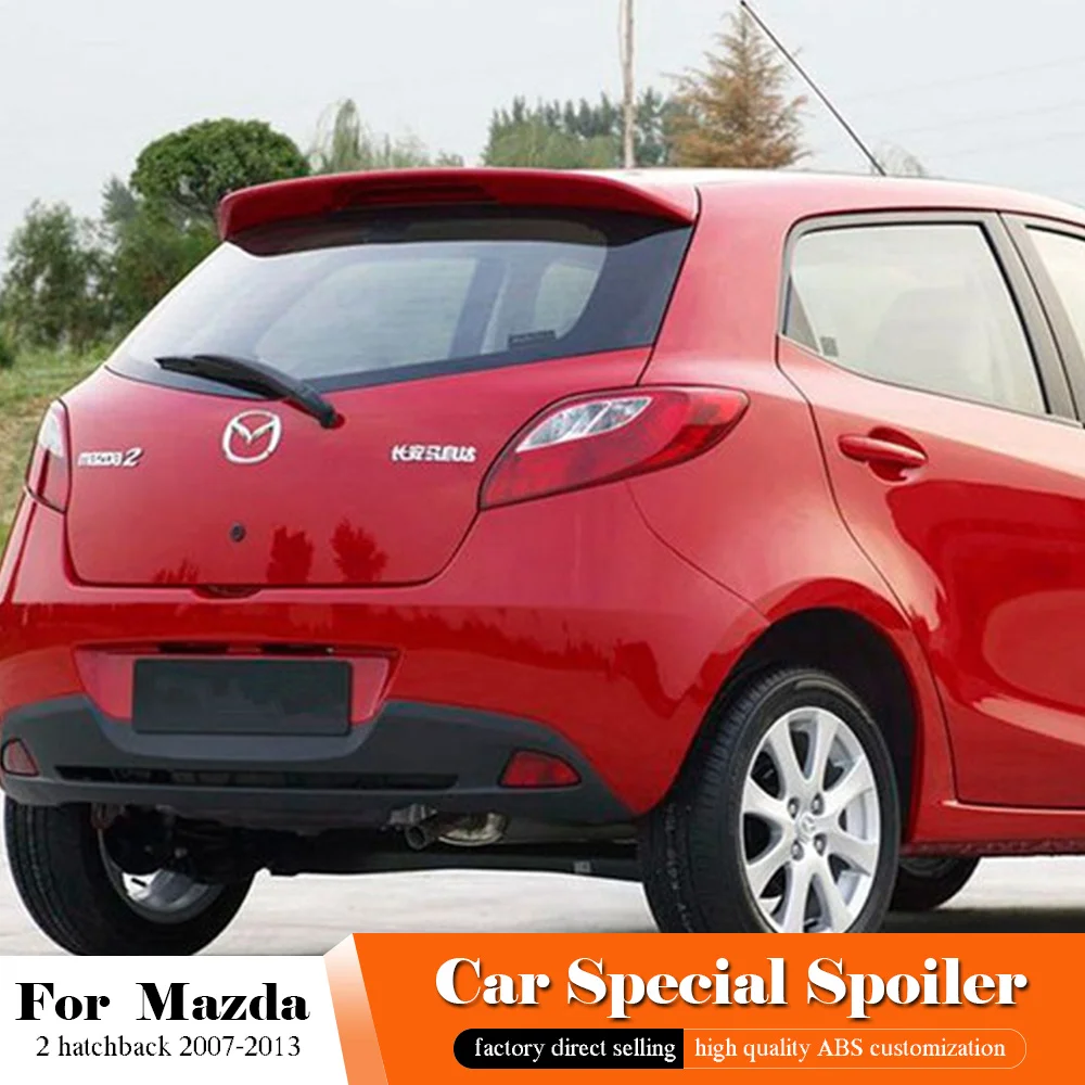 

For Mazda 2 Hatchback 2007-2013 Black Spoiler High Quality ABS Material Car Rear Wing Primer Color Rear Spoiler Auto Accessories