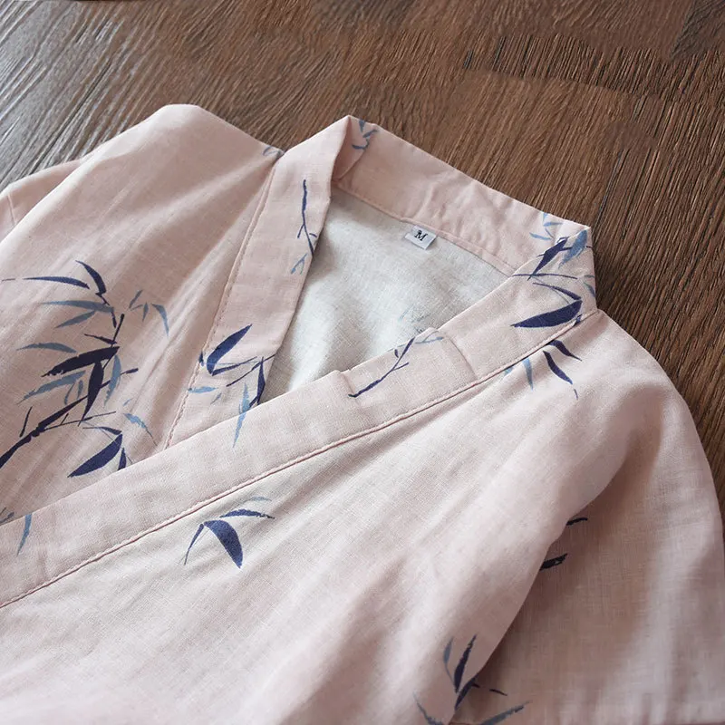 Cotton Bathrobe Spring Summer Guaze Couple Male Female Kimono Japanese Style Nightwear Daily Casual Home Lounge