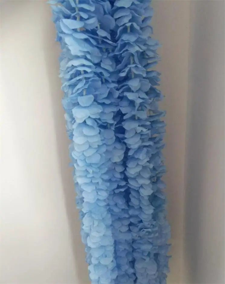 light blue 10 шт. 39 дюймов искусственный Шелковый Цветок Глициния 20 цветов лоза ротанг для дома Свадебные украшения букеты- FP1030 - Цвет: light blue