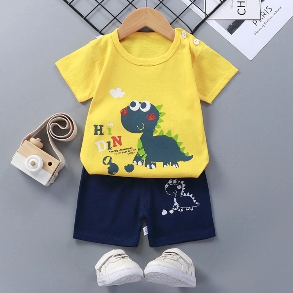 Erkek bebek giyim setleri moda yazlık T-Shirt karikatür çocuk kız elbise  takım elbise şort takım elbise çocuk kıyafeti çocuk eşofman - AliExpress