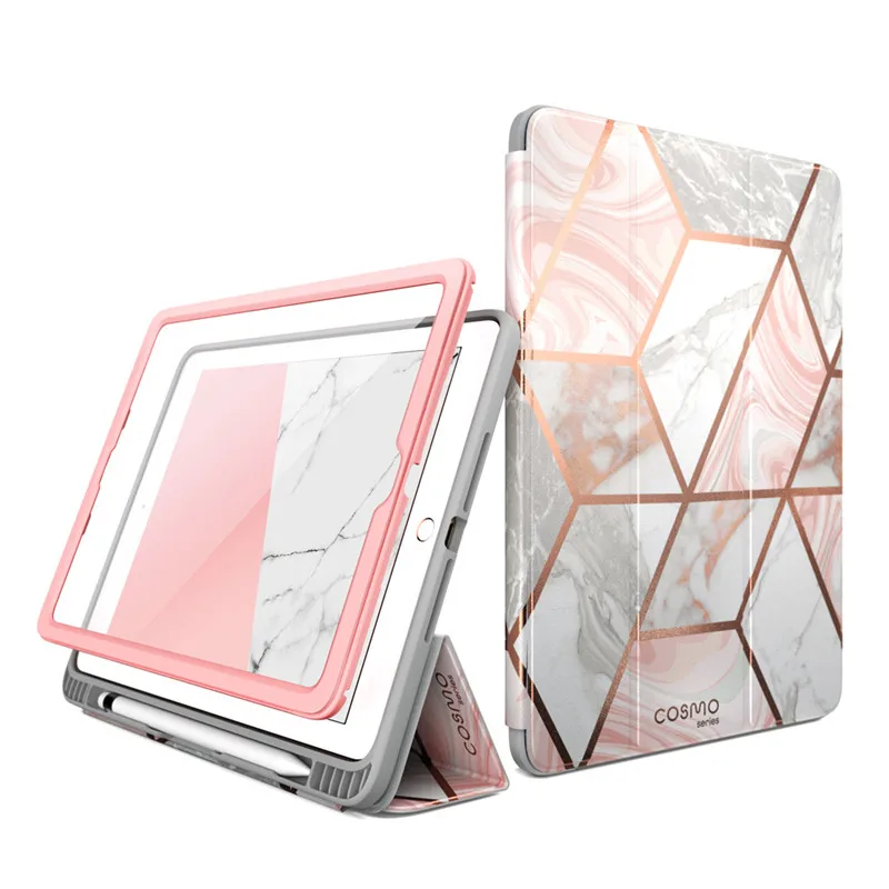 Dla iPad 9.7 Case (2018/2017) i-blason Cosmo Trifold etui z podstawką z funkcją automatycznego uśpienia/budzenia i pojemnik na ołówki, wbudowany ochraniacz ekranu