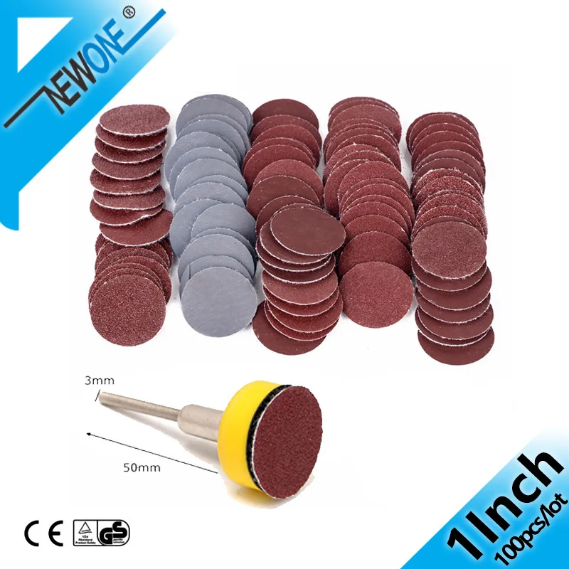 Mejores Ofertas Papel de lija de 1 pulgada y 25mm, gancho abrasivo de 1 pulgada, placa de respaldo de bucle, vástago de 100 pulgadas para pulir herramientas, accesorios de pulido, 1/8 Uds. QMrXek7ABXX