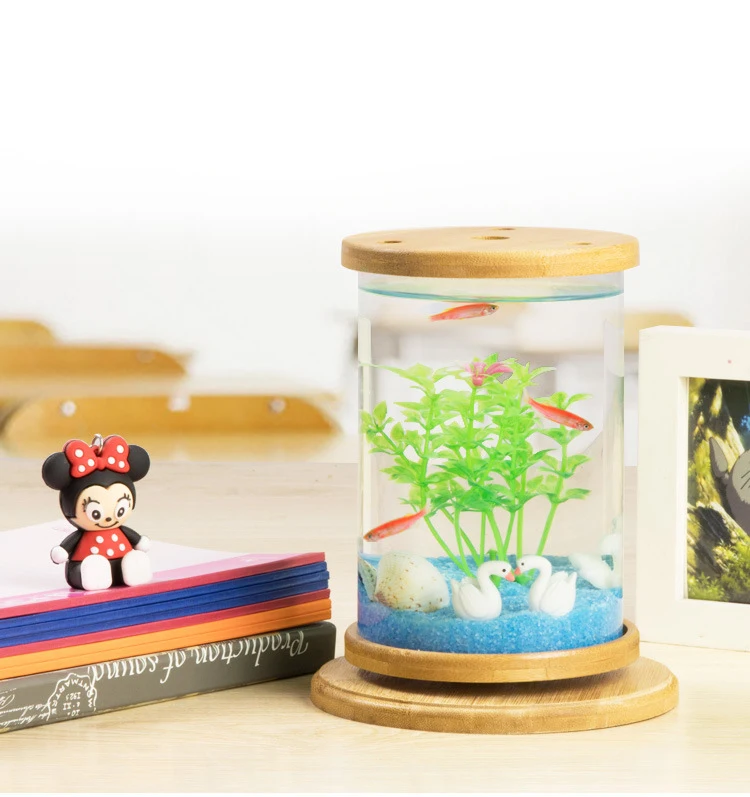 Petshy аквариум мини стекло вращающееся украшение Betta миска для рыбы портативный домашний офисный декор для аквариумных животных поставки