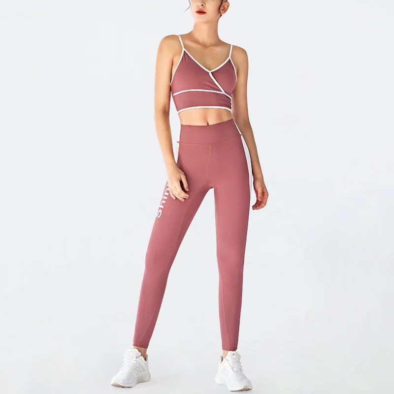 Yoga Set Seamless Workout Women Yoga Sportswear Fitness Bra Sports Suits Contrast Stitching Leggings Sport Women Fitness Suit