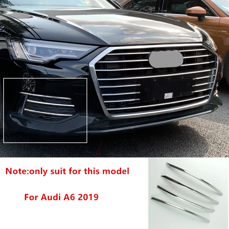 Накладки для передних противотуманных фар из нержавеющей стали, 4 шт. для Audi A6 C8, декоративные наклейки для автомобиля