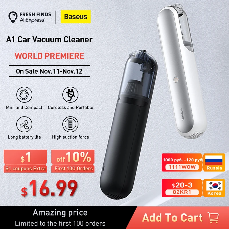Baseus A1 Car Vacuum Cleaner 4000Pa Wireless Vacuum For Car Home Cleaning Portable Handheld Auto Vacuum Cleaner