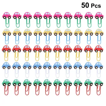 

50pcs Wooden Car Shaped Paper Clips File Clamps Lovely Bookmarks School Office Supplies Decoration(Random Color)