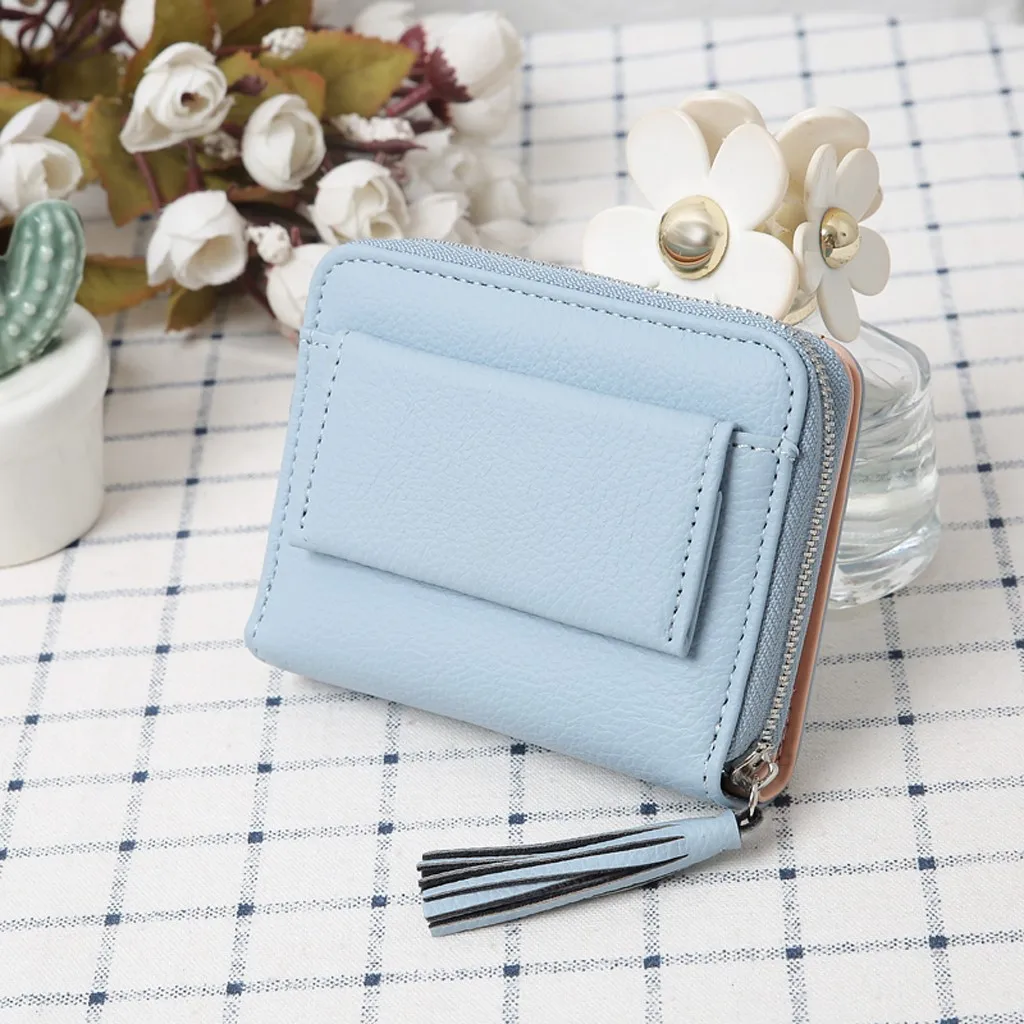 Women’ s Fashion Trend Solid Color Long Fringed Leather Card Wallet women portefeuille femme monederos para mujer new carteira