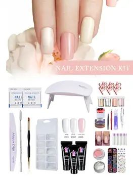 

Professional Nail Extension Polygel Set Gel Polish Lamp Nail Primer Top Coat Base Natural Hard Jelly Acrylic Polygel Set