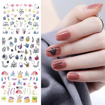 

12 styles newest Easter Nail Water Stickers Decals Cartoon Egg Rabbit Patterns Nail Slider Tattoo Decoration MYA1573-1584 newest