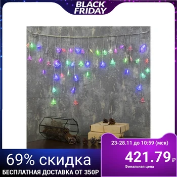 

Garland "Fringe", 1.8 x 0.5 m, "Fir-trees and snowflakes" LED-48-220V, blinking, thread transparent, multi glow (RG / RB)