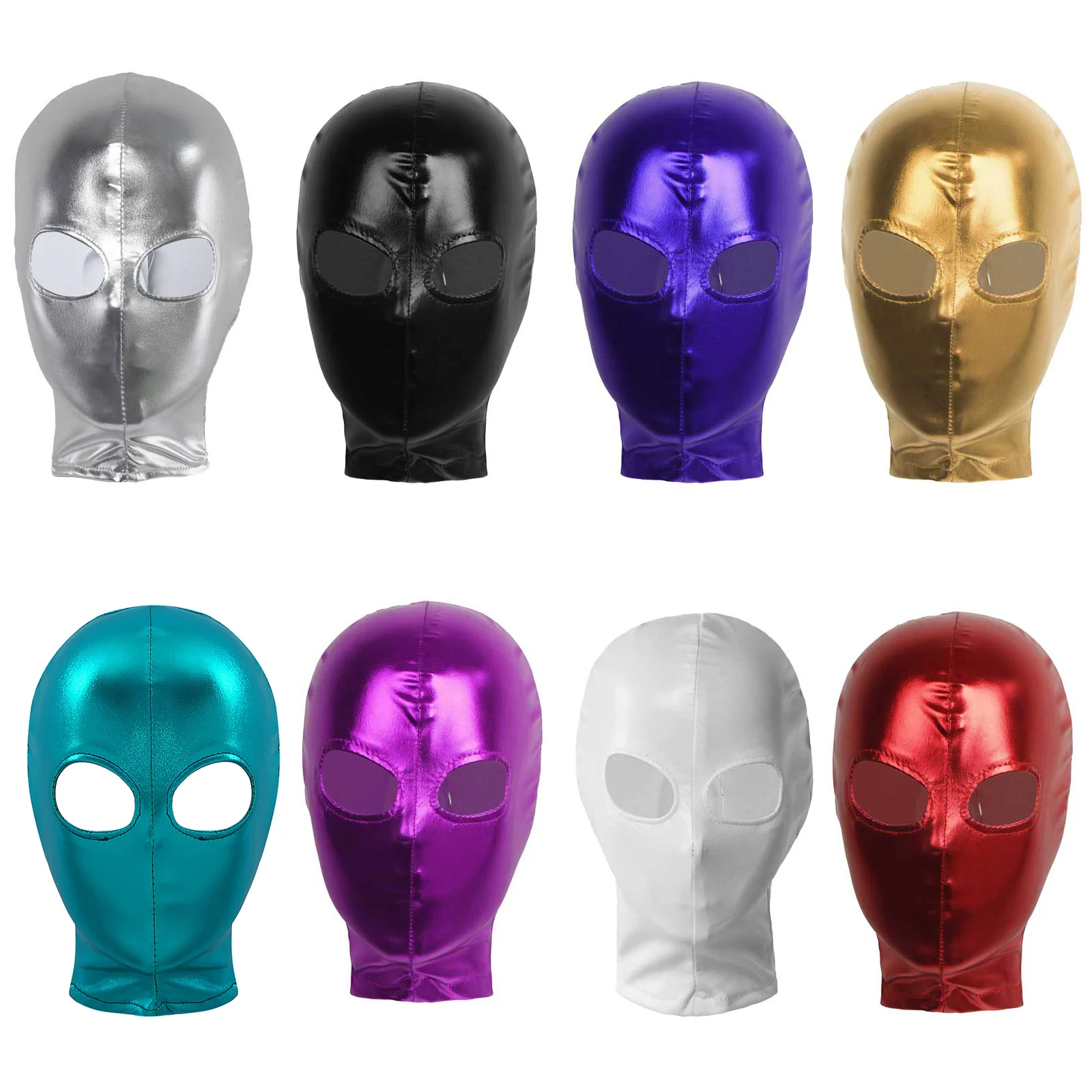 Mask Unisex Latex Men Women Cosplay Face Shiny Metallic Open Eyes and Mouth Headgear Full Face Hood Role Play Costume masquerade mask full face mask half face mask