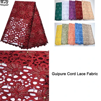 

Burgundy Lace Nigerian Guipure Cord Lace Fabric 5 Yards/pcs African Water Soluble Lace Fabric Hollow Out Lace For Gorgeous Dress