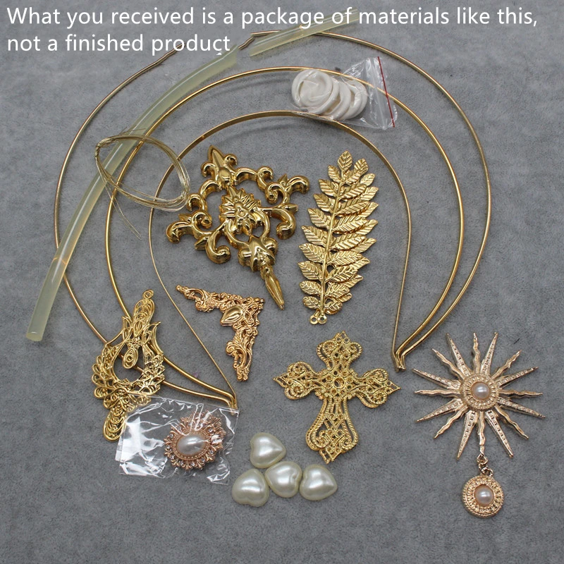 Lolita Vintage KC Headband Gold Halo Goddess Headpiece Material Angel Virgin Mary Baroque Tiara Headwear Accessories anime hair accessories