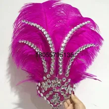 Самба танец головной убор Страусиные волосы открытие шоу костюмы Большой перо головные уборы для женщин