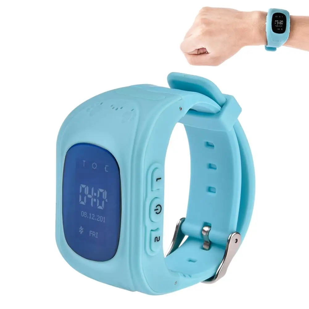 Children Phone Watch GPS Positioning Watch Smart Waterproof Foreign Language Card Watch One Button Monitoring Two-way Call - Цвет: Blue