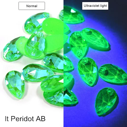 Teardrop Crystal AB Sew On Rhinestones Flatback Glass Strass стразы Fluorescent Neon Rhinestone Wedding Dress F0172 - Цвет: Emerald AB