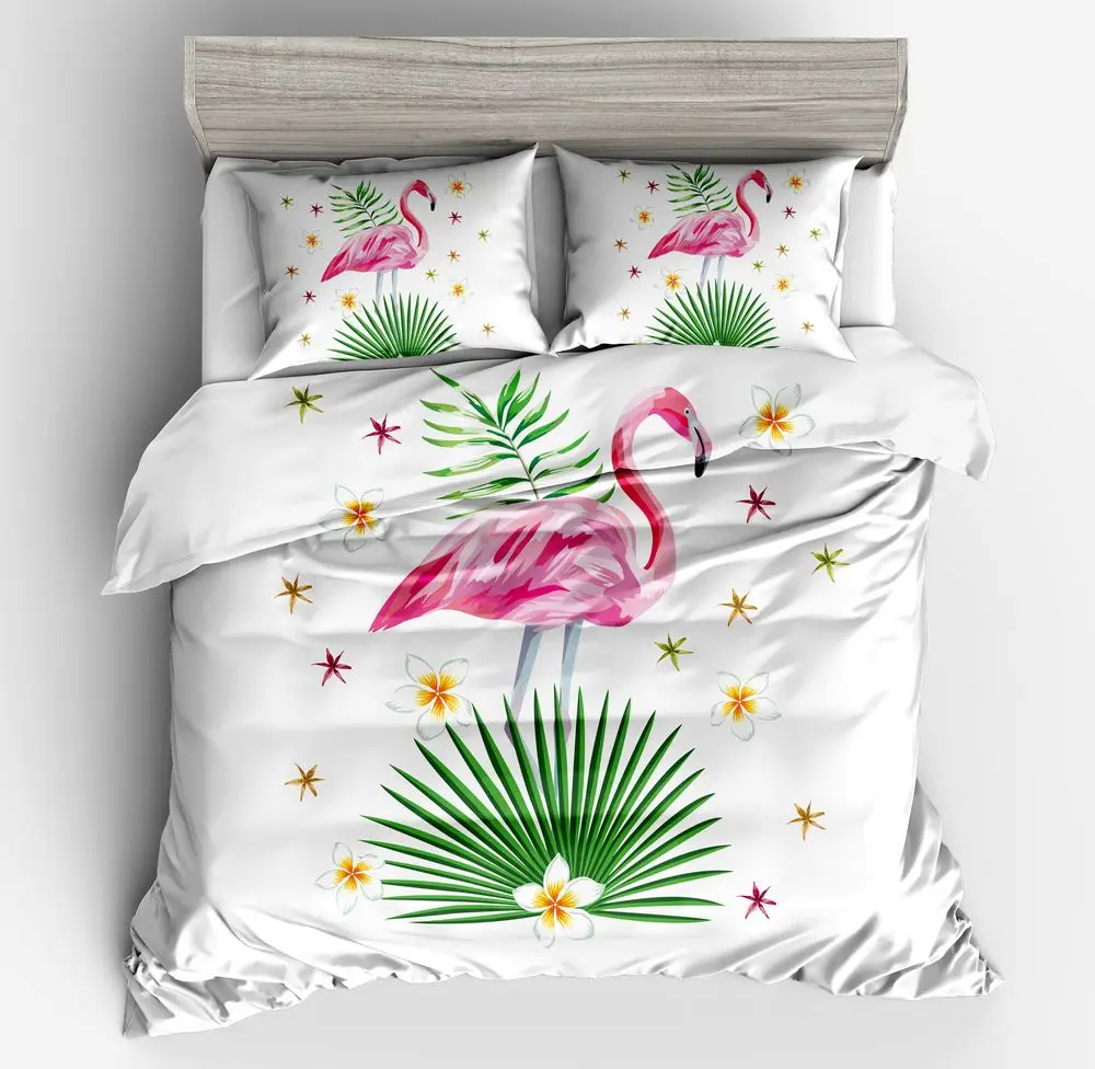 Фламинго попугай Сова постельное белье Постельное белье Стёганое одеяло, покрывало на кровать, крышка постельное белье с Наволочки 2/3 предмета в комплекте без комфорта - Цвет: NYY70