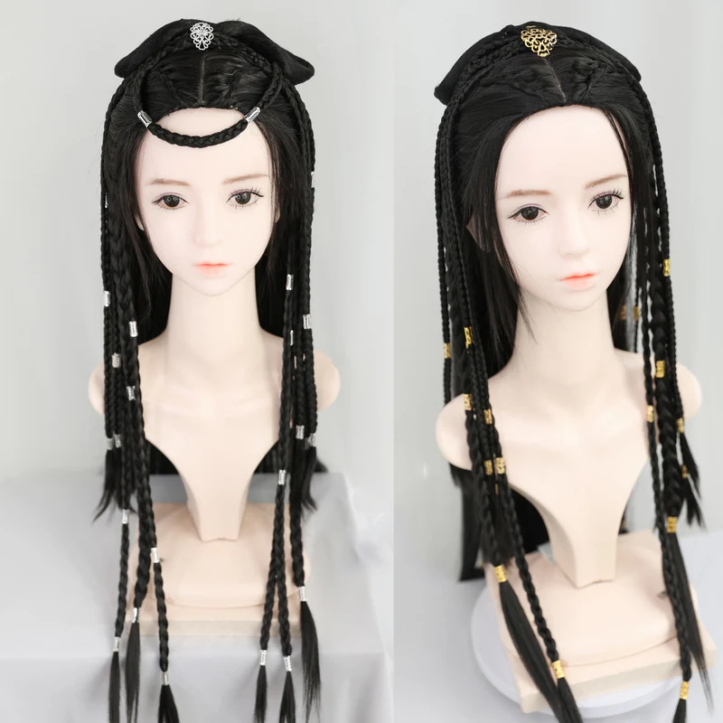 WEILAI Hanfu exotic style Miaojiang female round neck robe Chinese Lolita girl full wig set |