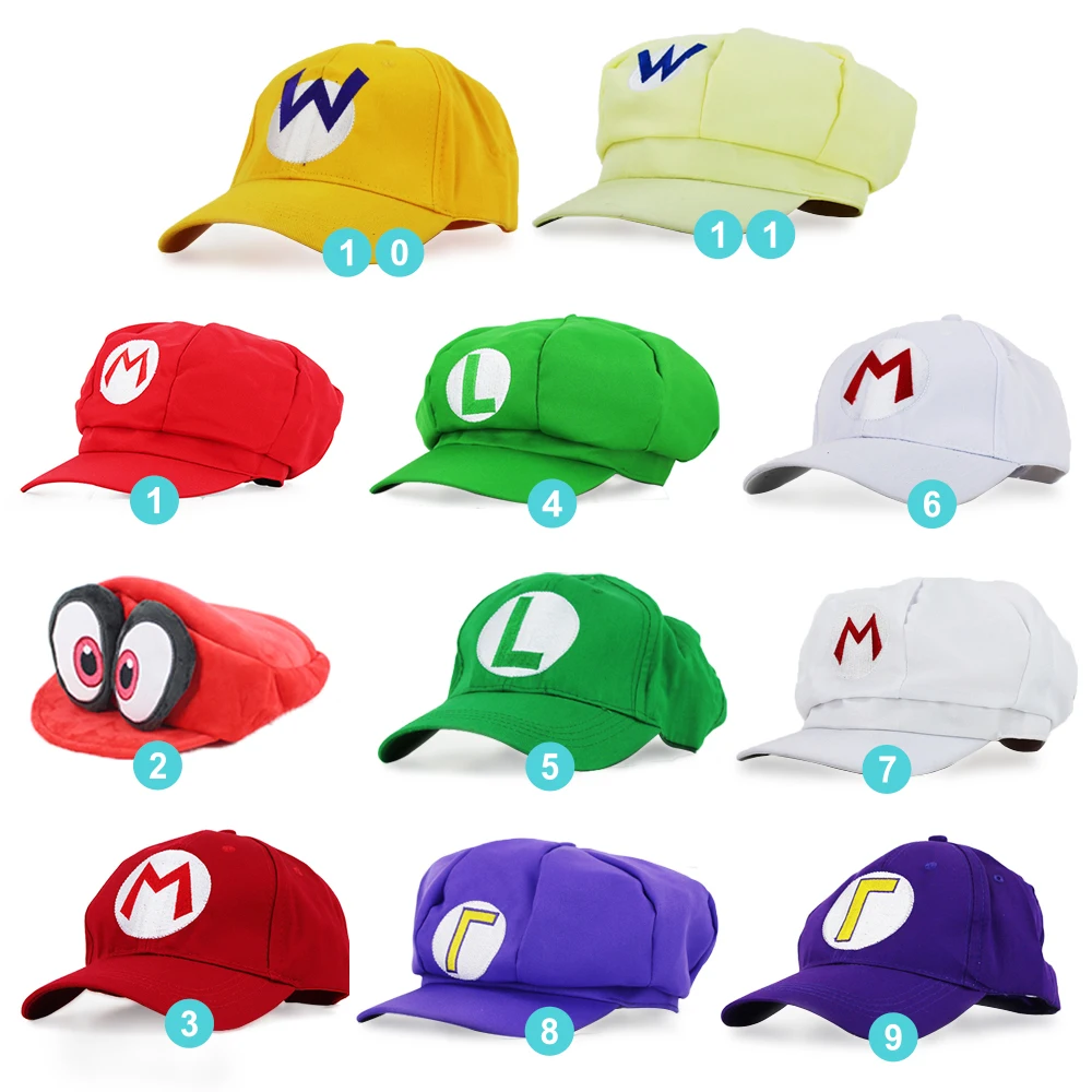 Супер Марио Луиджи валуиджи Варио супер Мэри Одиссея каппи 3D шляпы косплей мультфильм бейсбол шляпы плюшевые игрушки