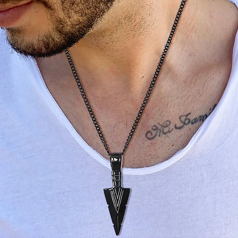 Punk Men's Arrowhead Necklace Kunai 