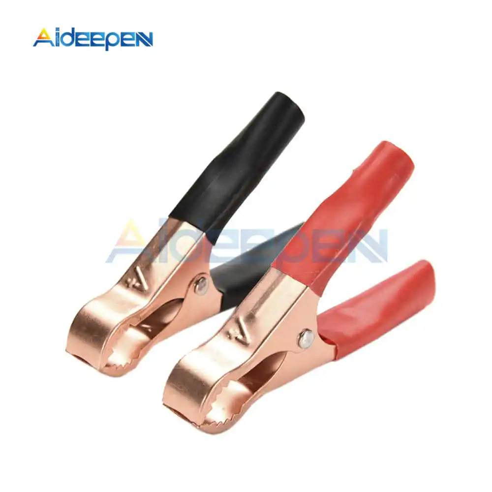 

2Pcs 50A 80mm Crocodile Clip Car Caravan Van Battery Test Lead Clips Battery Clamps Alligator Clips Red + Black