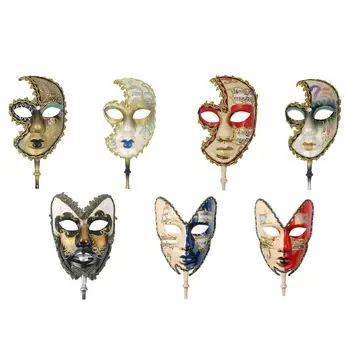 

Hand Held Couple Venetian Masquerade Mask on a Stick Halloween Mardi Gras Party Carnival Mask Prom