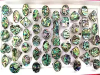Wholesale Bulk lots 30pcs Huge Shapes Mix Silver-Plated Colorful Shell Ring Exaggerative Big Stone Rings Fashion Jewelry 2