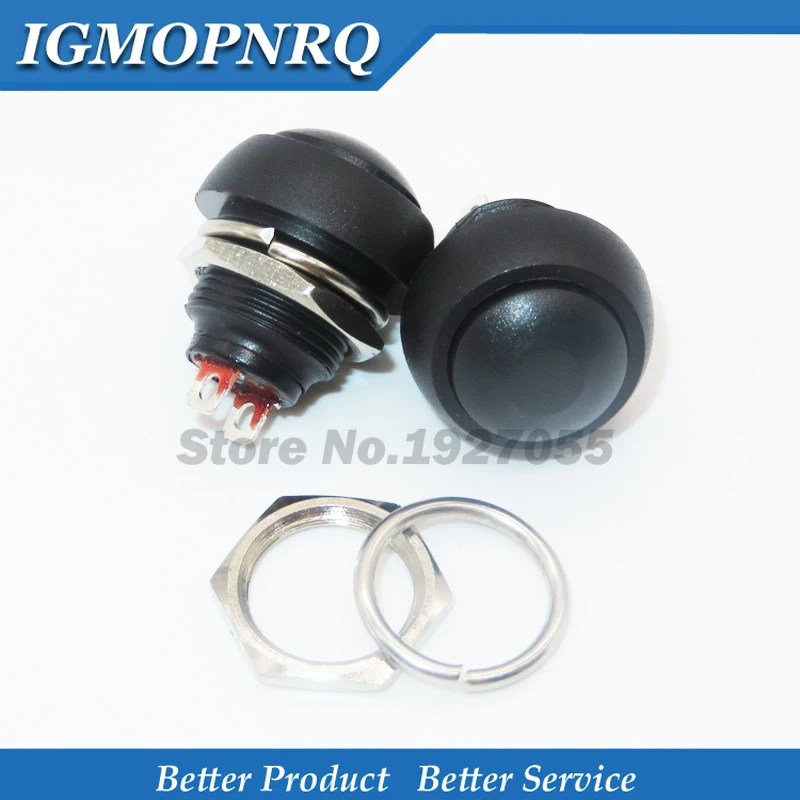

5pcs Black 12mm PBS-33B Waterproof Momentary Push button Switch new