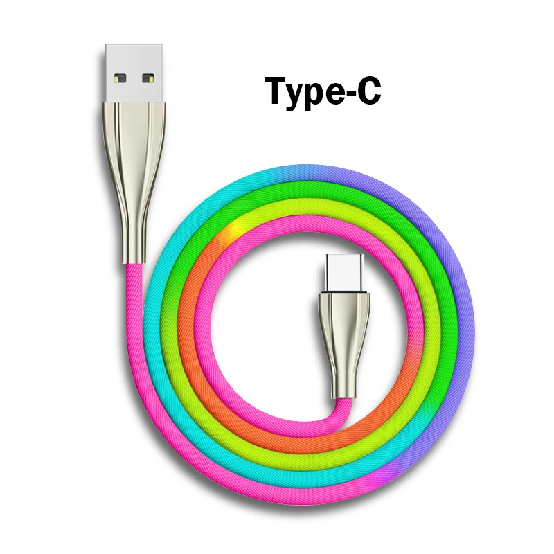 Радуга зарядный кабель супер Зарядное устройство кабель 1м микро Тип type-C USB для Iphone 6/7/8/X/для huawei/XIAOMI USB Дата-кабель для зарядки и передачи данных - Цвет: for Type-C