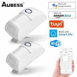 Aubess Tuya Wifi Smart Human Motion Movement Body PIR Transducer Sensor Wireless Connection Smart Life APP Home Security Alert