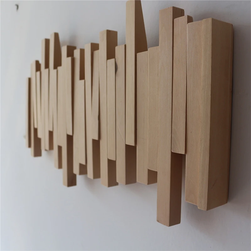 Creative Natural wood hooks wall coat hanger coat rack clothes hanger American family wall type pianos row hook Storage Hanger