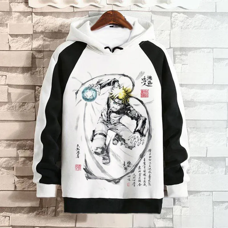  Autumn Harajuku Hoodies Naruto Print Sweatshirt Hip Hop Streetwear Winter High Street Hoodie Male C