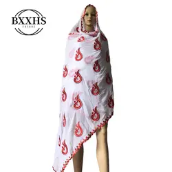 Вышитая Шаль, новый африканский мусульманский вышитый женский хлопковый шарф, красивый и экономичный, хлопок, большой размер женский шарф