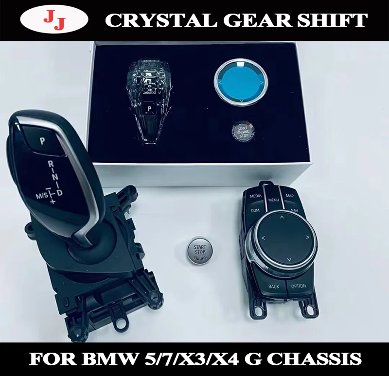 

For BMW new 5 7 x3 x4 6GT Series G Chassis g30 g38 g12 g01 g08 g02 Crystal Three-piece Set Gear Shift Knob Car Accessories