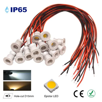 

12pcs/lot Very Small 1W LED Spotlight DC12V IP65 Bathroom Kitchen Cabinet Lights Super Mini Recessed Ceiling Lamps Hole D0.59in